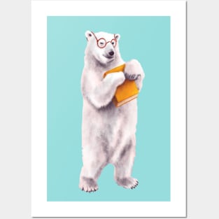 Smart Polar Bear Book Lover Posters and Art